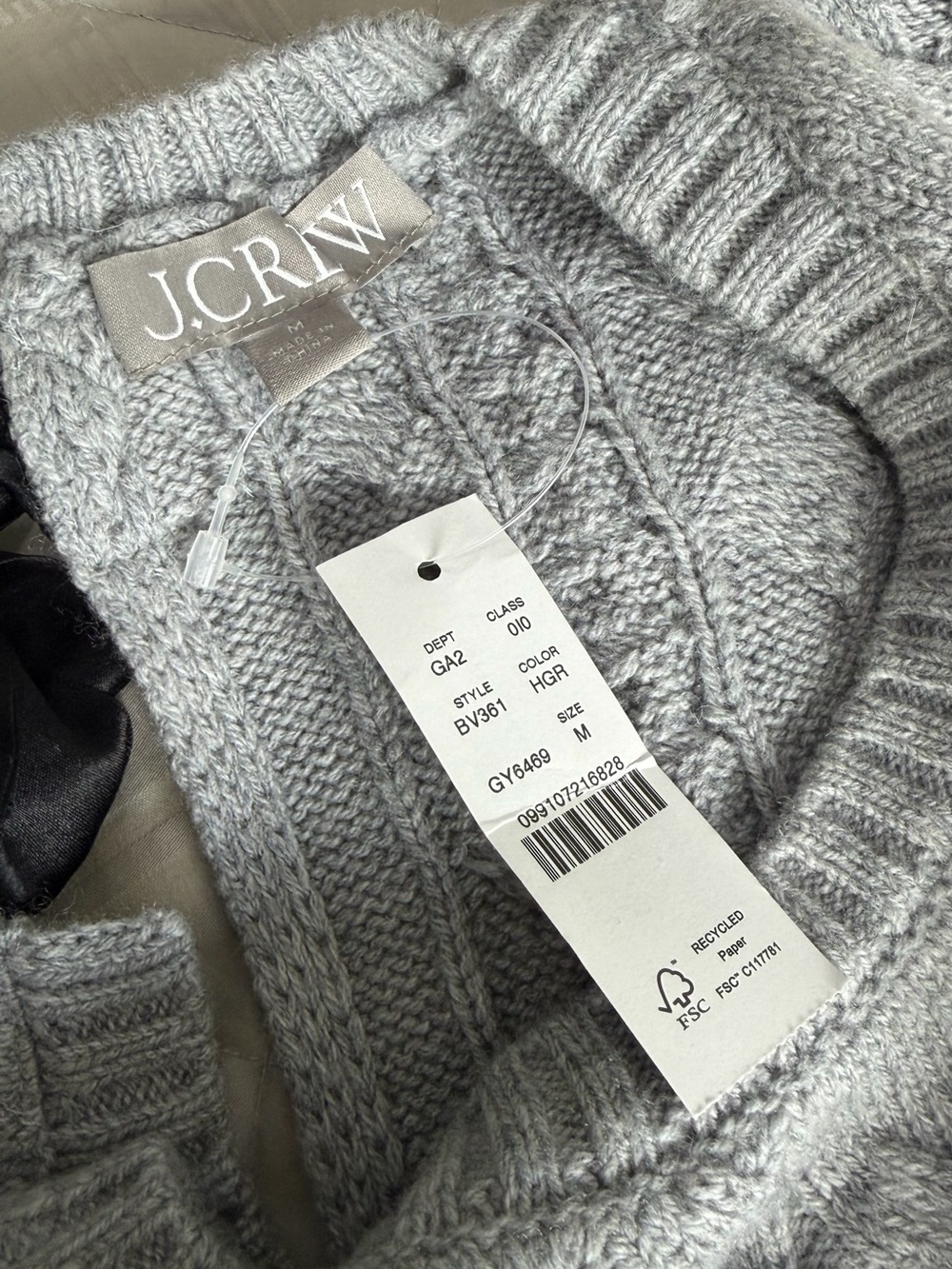 NWT J.Crew Lambswool Cable Knit Tie-Back Bow Sweater Gray M BV361 - Picture 9 of 12